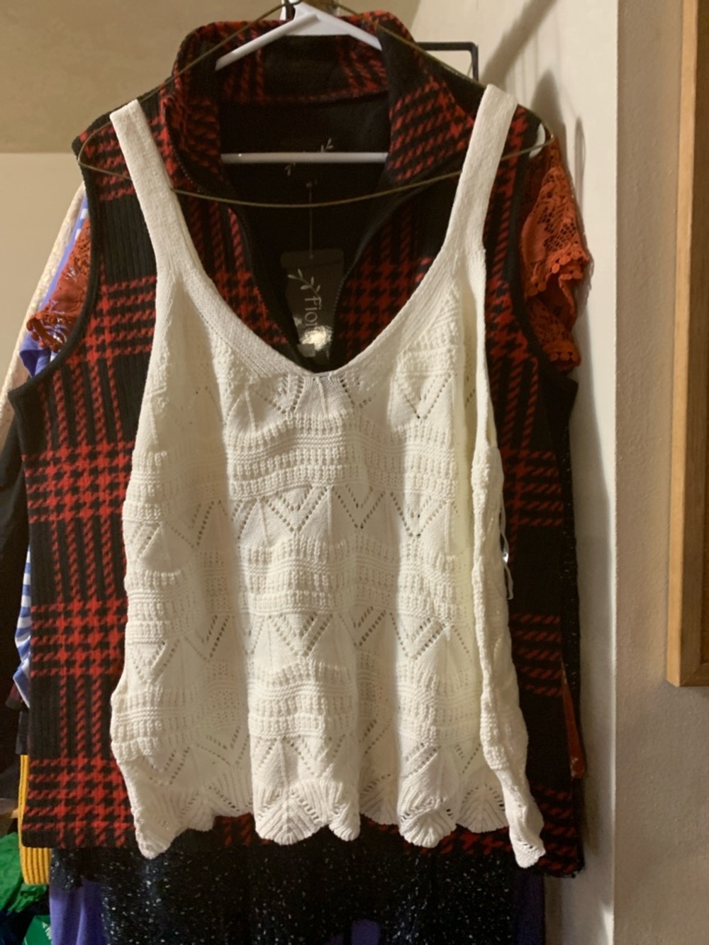 Crocheted Ivory Tank Top - Lightweight Knit Camisole. 2XL
